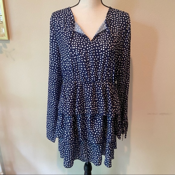 Navy and White Keyhole Ruffle Skirt Mini Dress - Picture 6 of 11